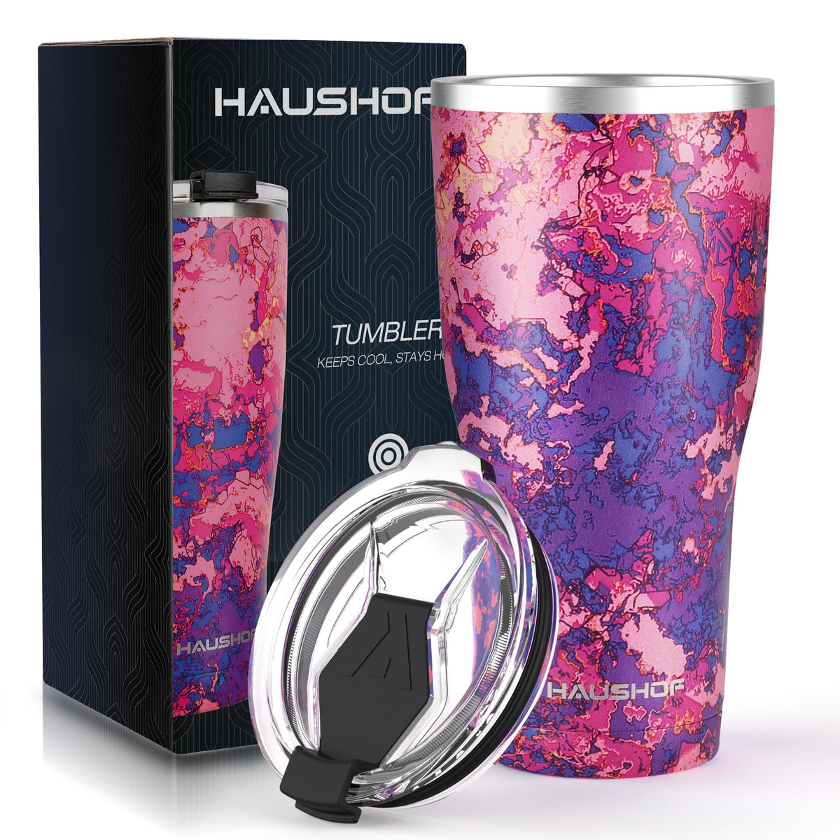 HAUSHOF tumbler 20oz camuflaje Veil, mantiene caliente por horas.