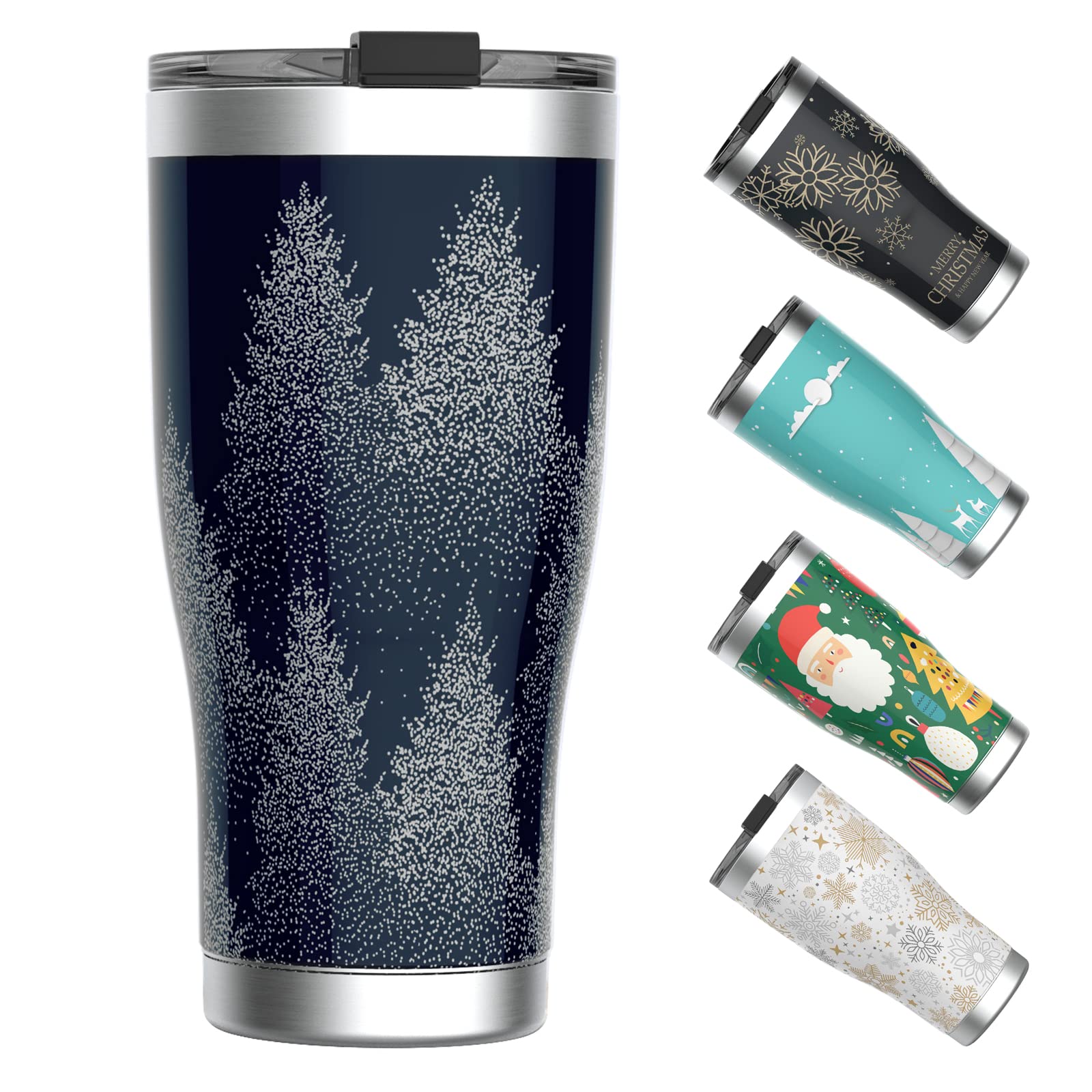 HAUSHOF vaso termico navidad azul con pino 3D para bebidas frías o calientes