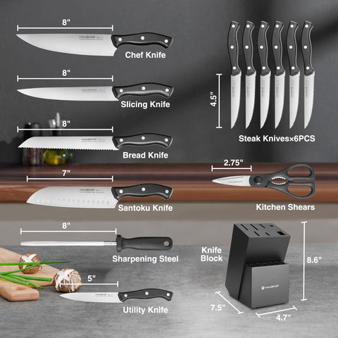 HAUSHOF cuchillo chef 8 pulgadas con filo estable para cortes precisos.