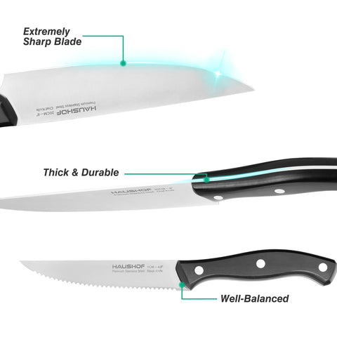 HAUSHOF cuchillo santoku 7 pulgadas, versátil para verduras y carnes.