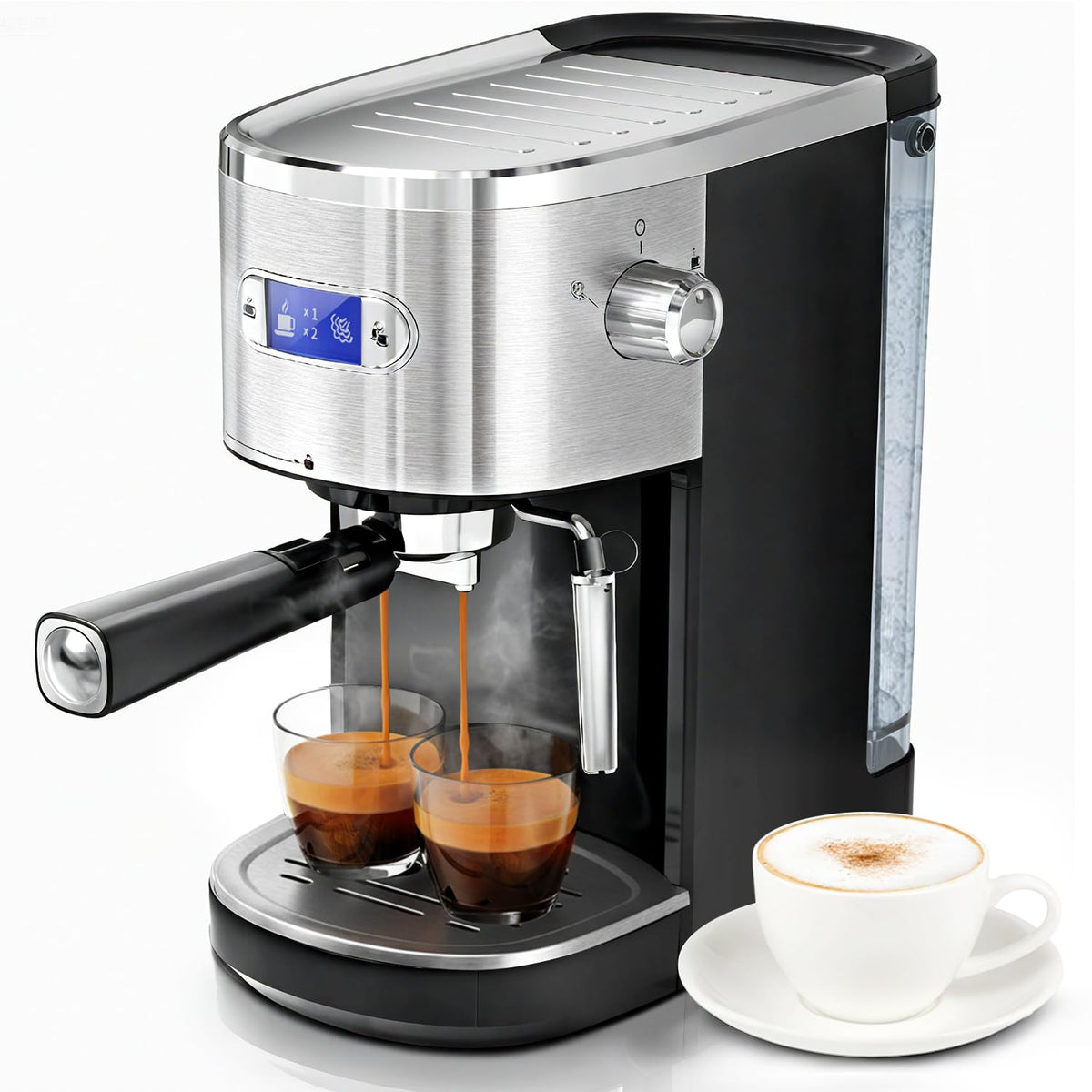 Havato, máquina espresso 20 bares, vista frontal para cocinas compactas.