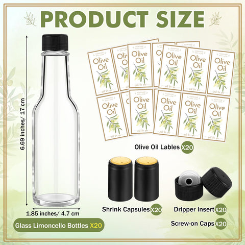 Botellas Havawish claras para aceite de oliva 5oz, ideales para presentaciones elegantes en la cocina.
