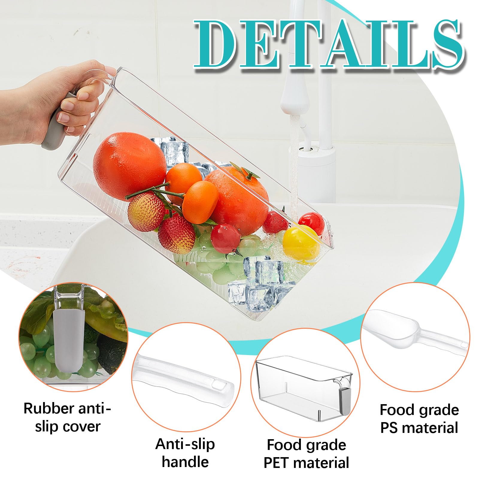 Havawish contenedor hielo transparente para congelador, visión clara del contenido.