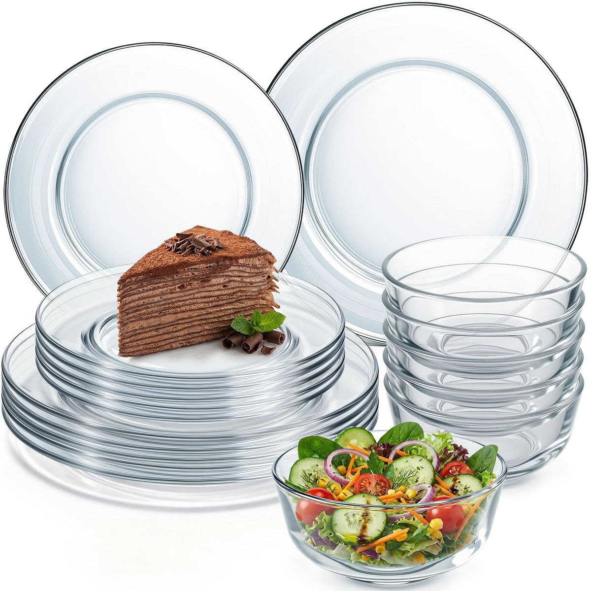 Plato Havawish de 7 pulgadas en vidrio claro, ideal para porciones pequeñas.