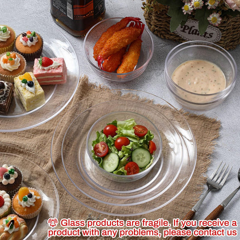 Plato Havawish de 9 pulgadas en vidrio claro, perfecto para ensaladas y aperitivos.