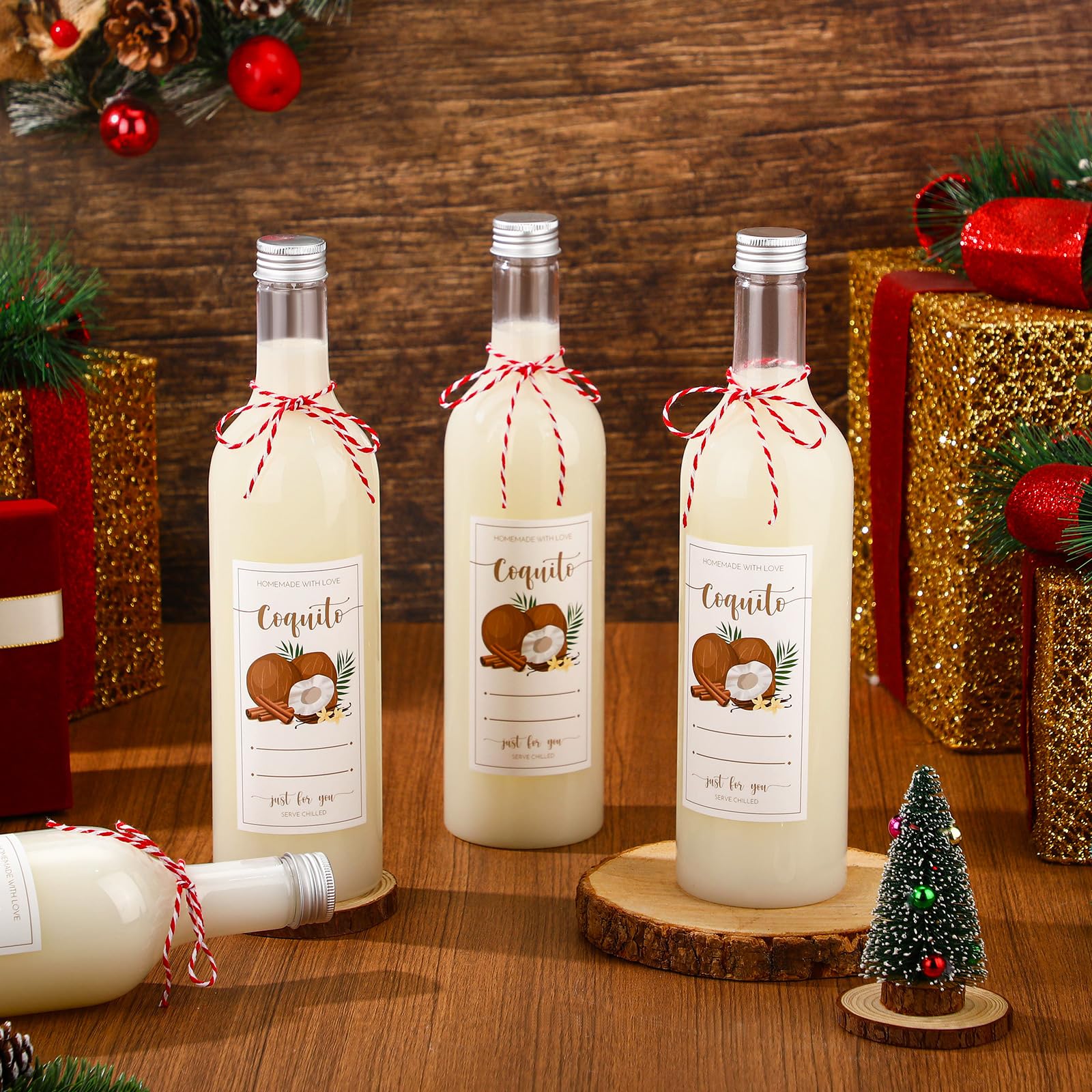 Presentación navideña con botellas Havawish listas para entregar como regalo.