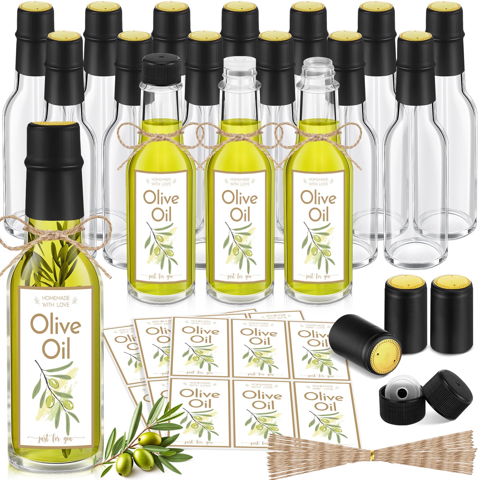 Conjunto de botellas Havawish de aceite de oliva 5oz para almacenar aceites caseros con tapa hermética.