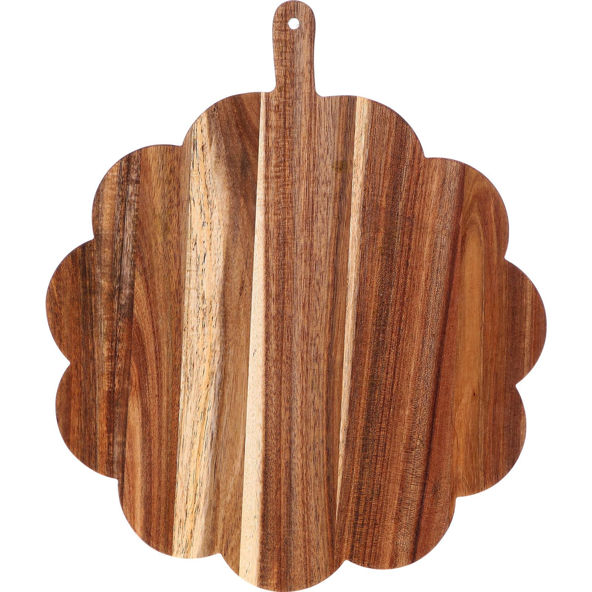Tabla Havawish de acacia con borde ondulado, ideal para aperitivos.
