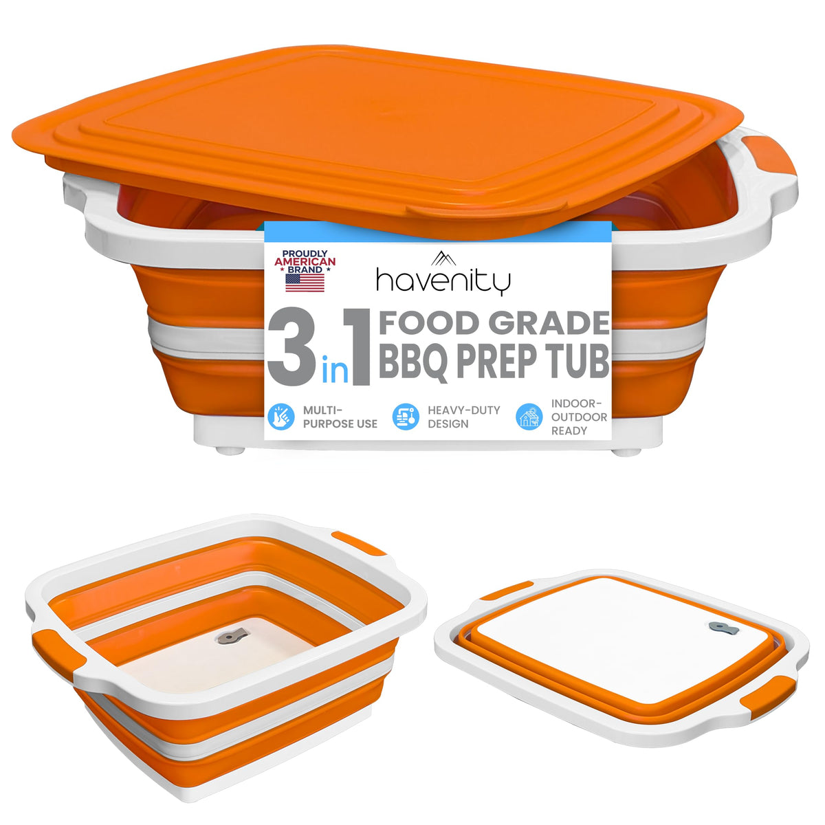 Bandeja Havenity para barbacoa, plegable, 8 litros, ideal para preparación