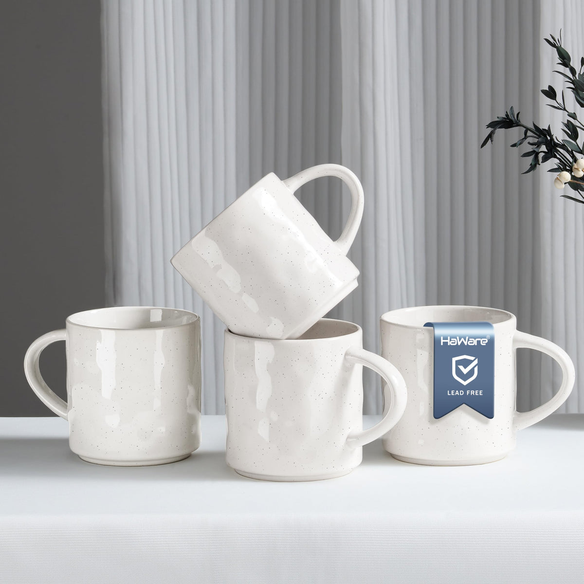 Tazas Haware con ondas ripple en superficie, ideal para presentación de bebidas
