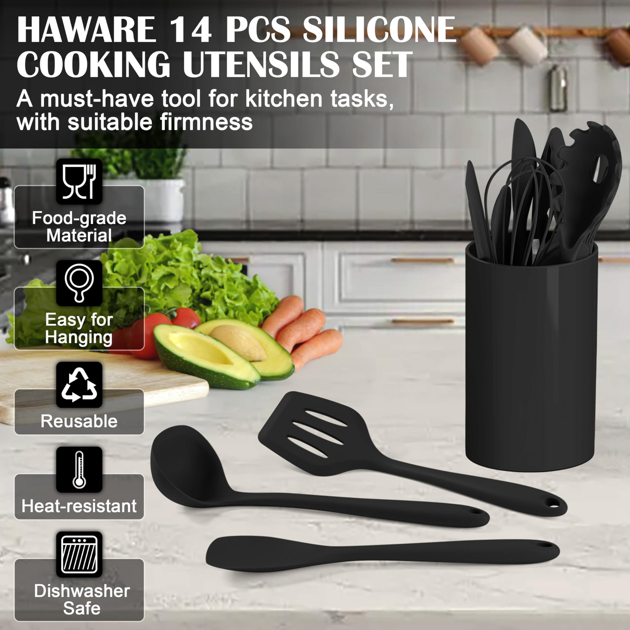 HaWare cuchara escurridora de silicona, ideal para servir caldos sin goteo.