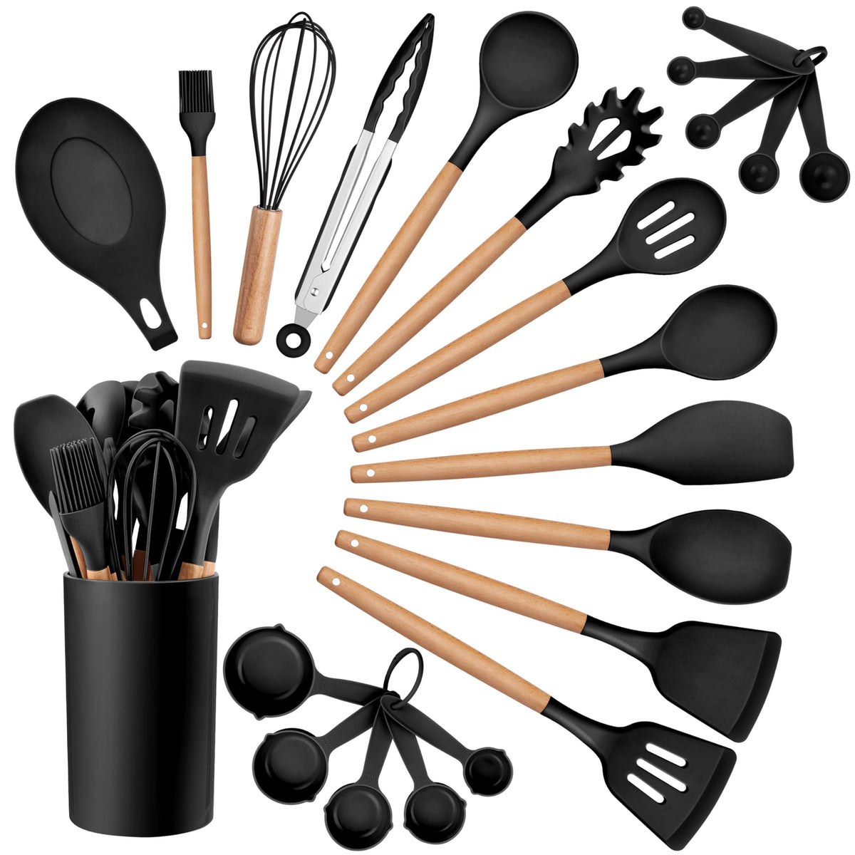 HaWare: conjunto de utensilios de cocina 23 piezas sobre soporte para fácil almacenamiento.