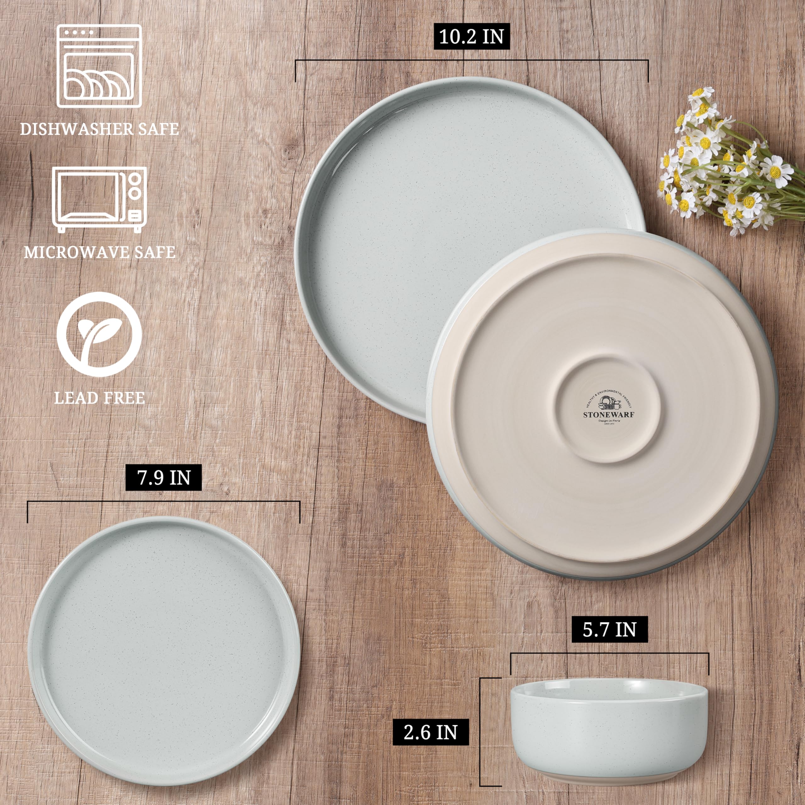 HaWare platos de ensalada gris místico, ideales para porciones diarias
