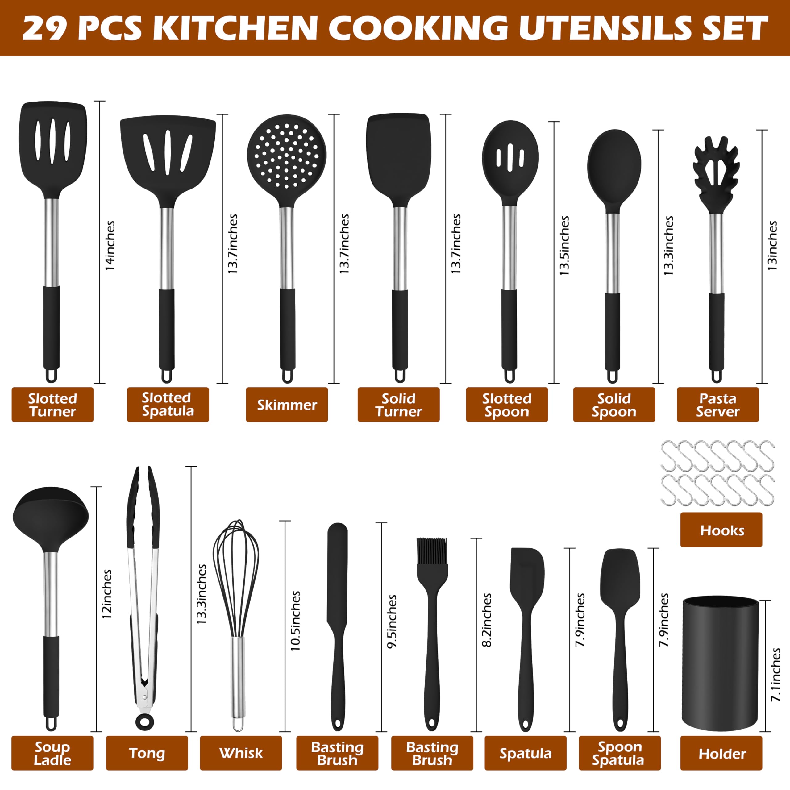 Pala de pasta y utensilios de silicona con mango de HaWare para multitas funciones