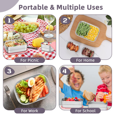 Uso multifuncional para comidas y meriendas, con compartimentos prácticos