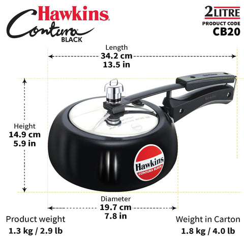 Hawkins Contura 2L diseño compacto para cocinas pequeñas