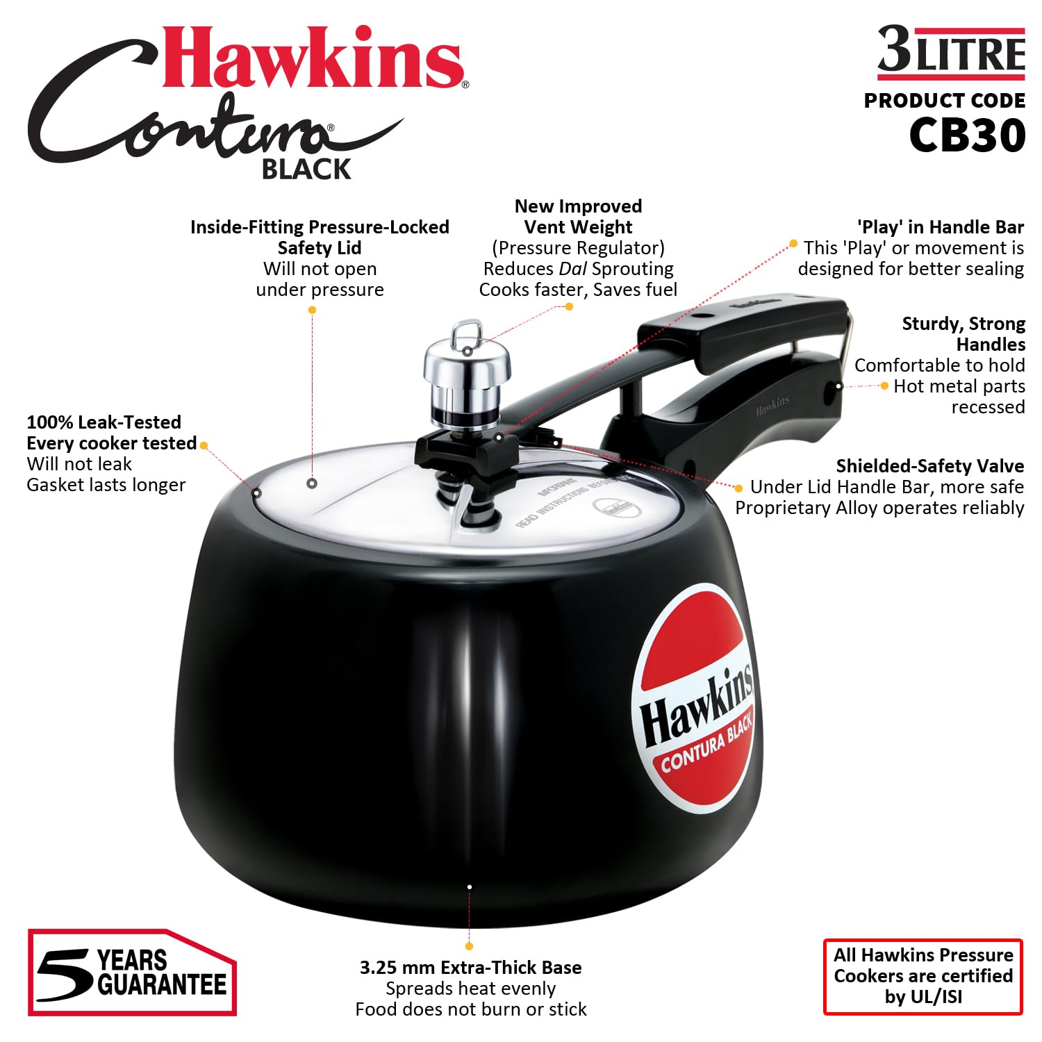 Capacidad de 3 litros ideal para 3–4 comensales.