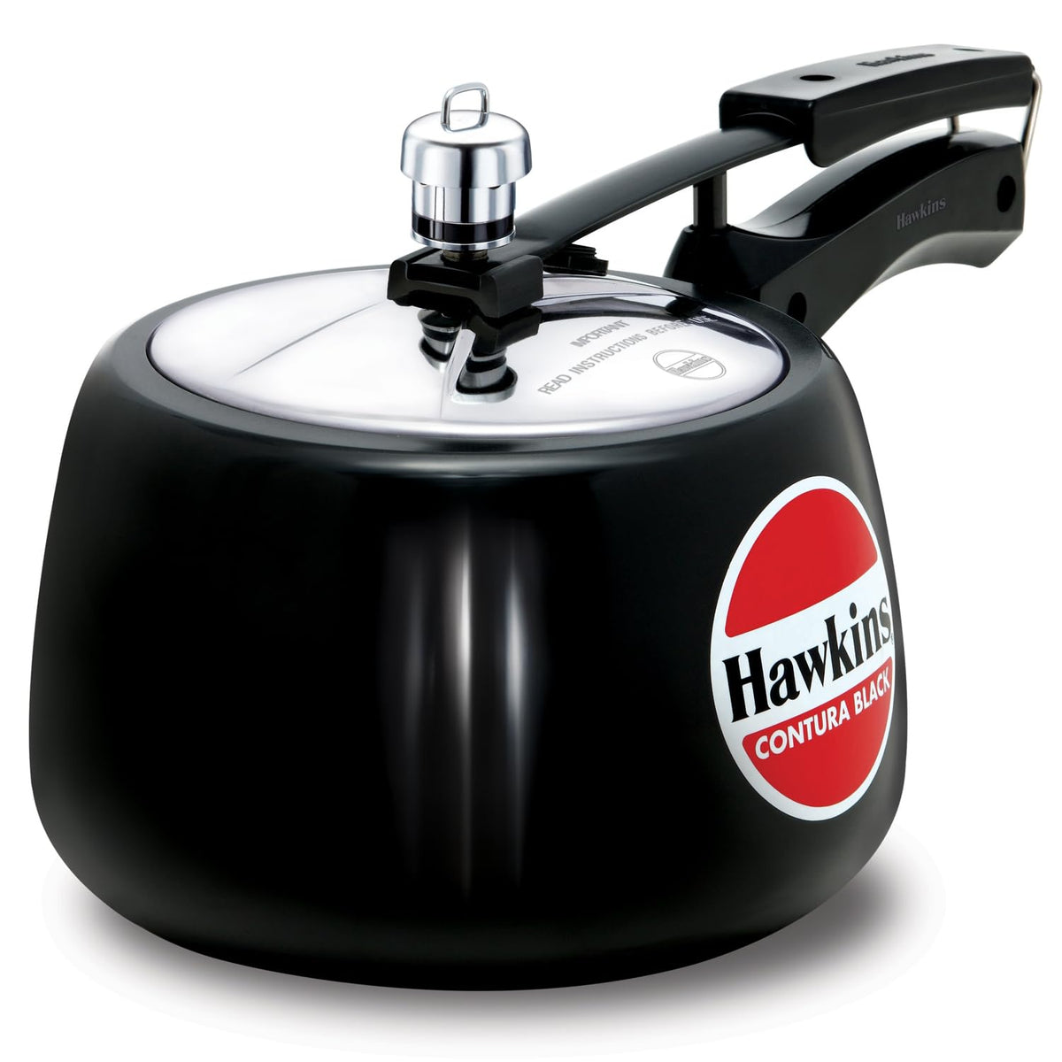 Hawkins Contura Black 3 L, exterior negro, para cocción eficiente.