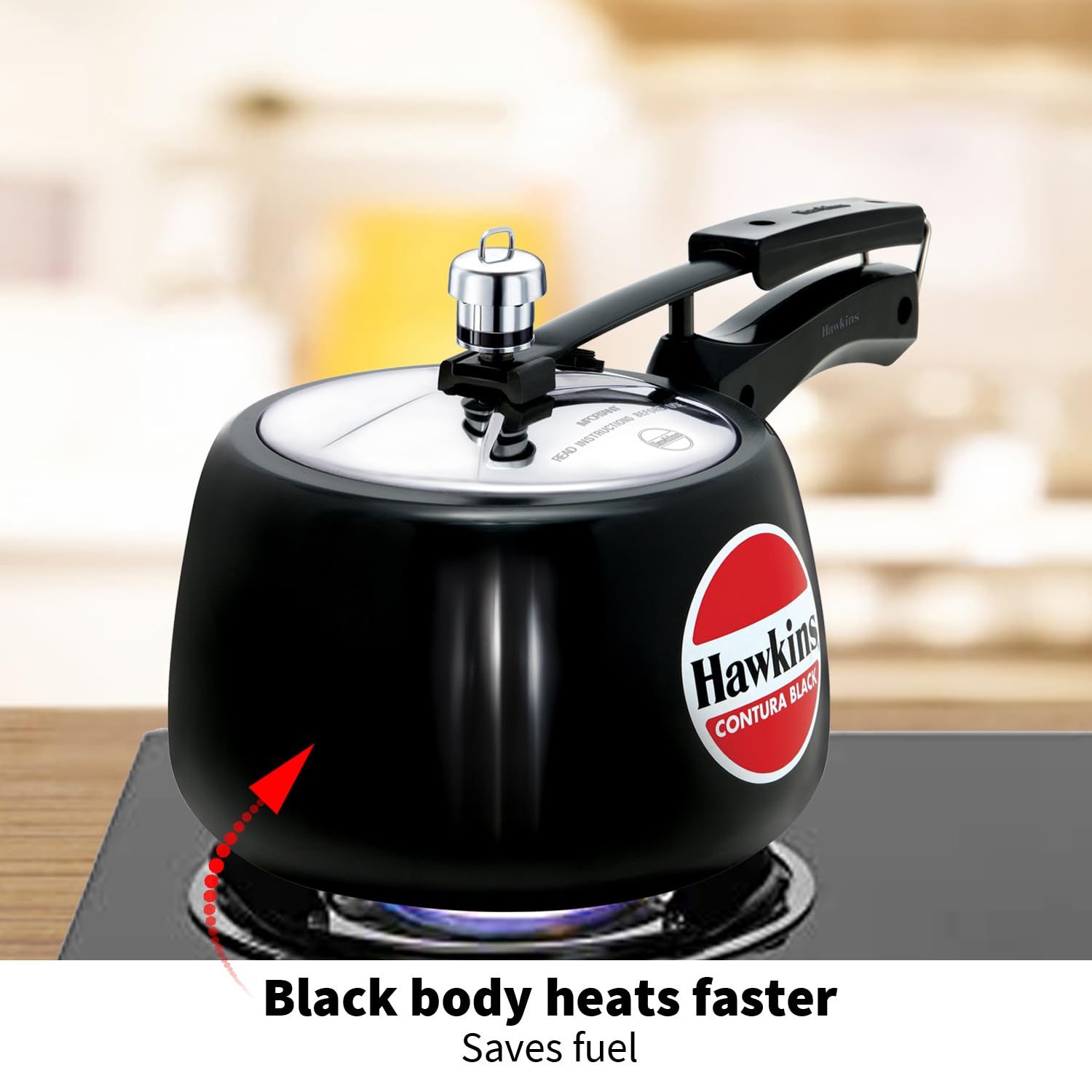 Cuerpo de aluminio anodizado duro negro Hawkins Contura 3L calienta rápido.
