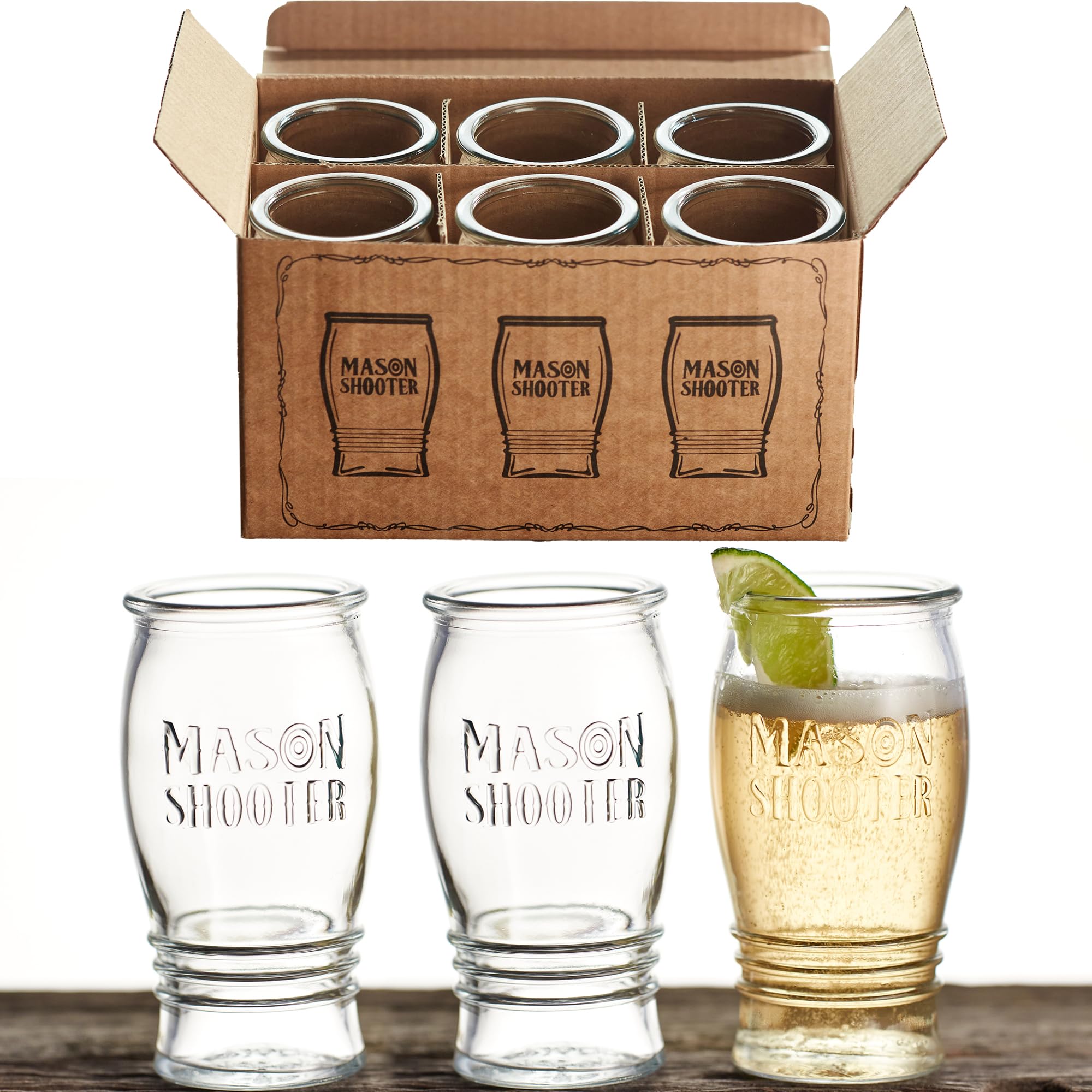 Vasos Hayley Cherie set de 6 para catas de cerveza con estilo Mason.