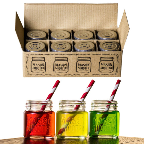 Vaso Hayley Cherie tarro mason chupito 60 ml con tapas, ideal para degustaciones.