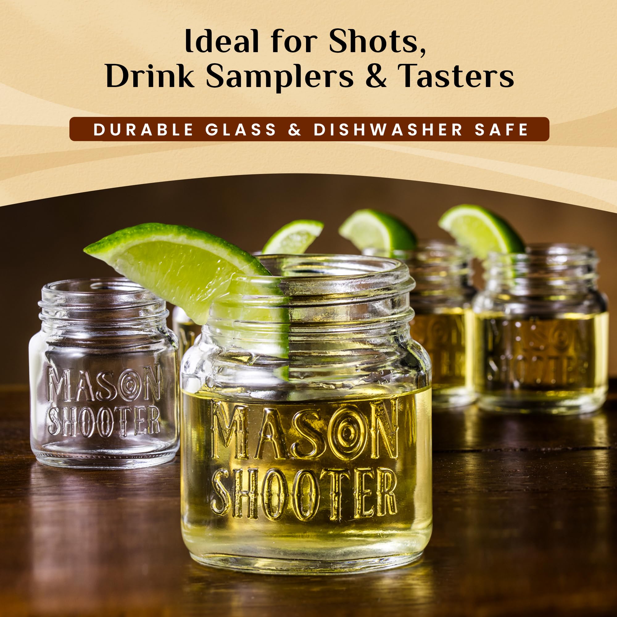 Vasos transparentes con toque clásico, combinan con estilos western o rústico.