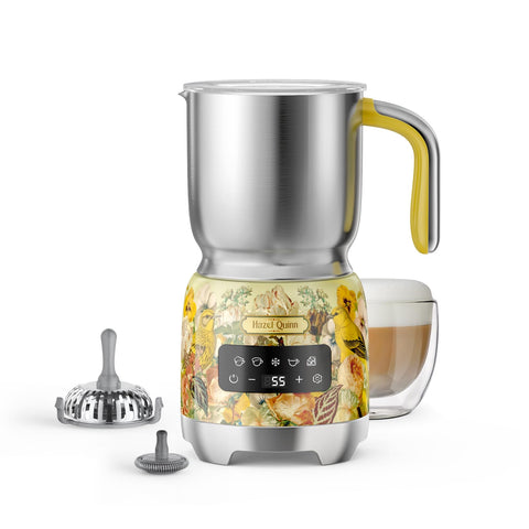 Hazel Quinn batidora de leche con diseño floral espuma leche para latte suave