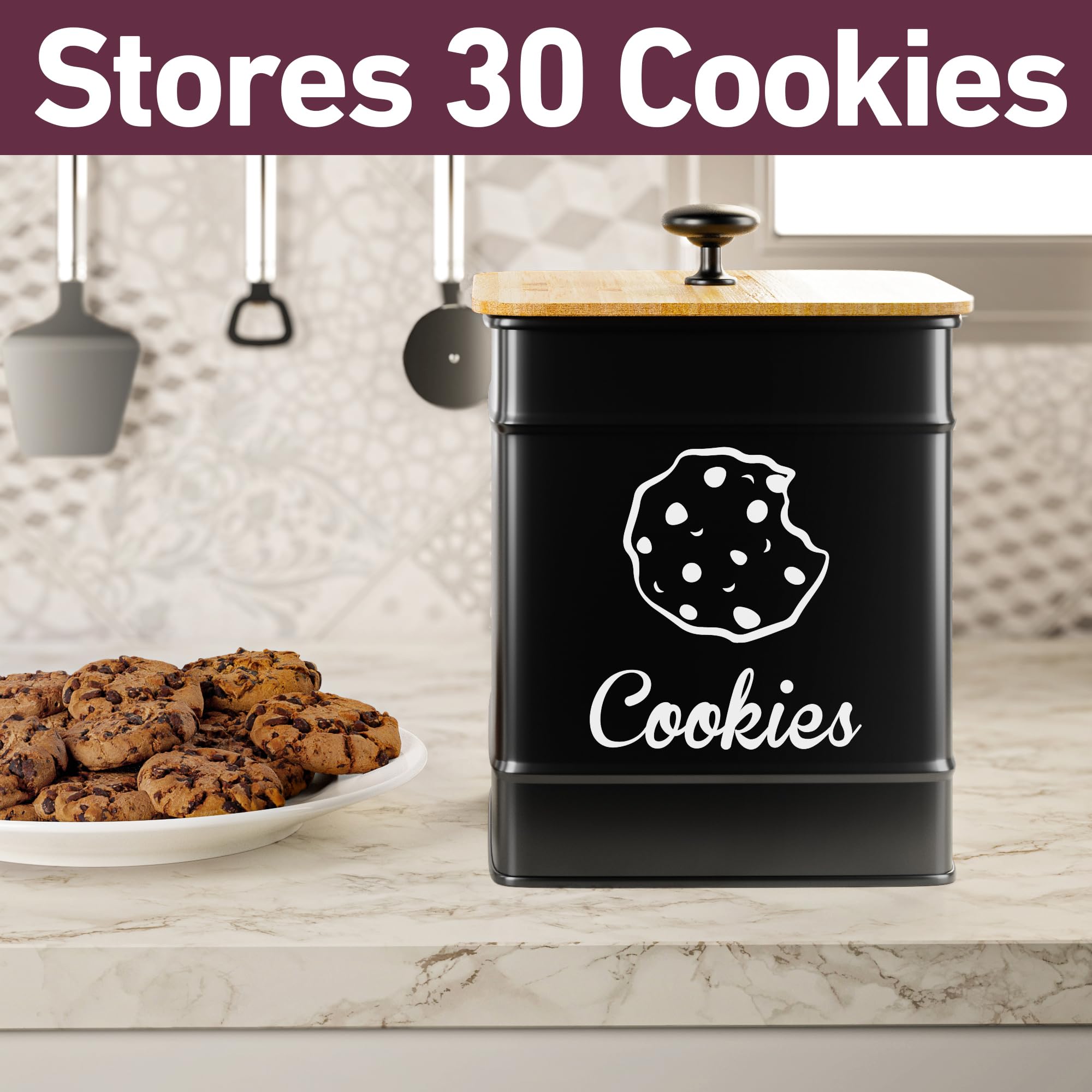 HB Design Co tarro galletas acabado mate negro para encimera elegante.