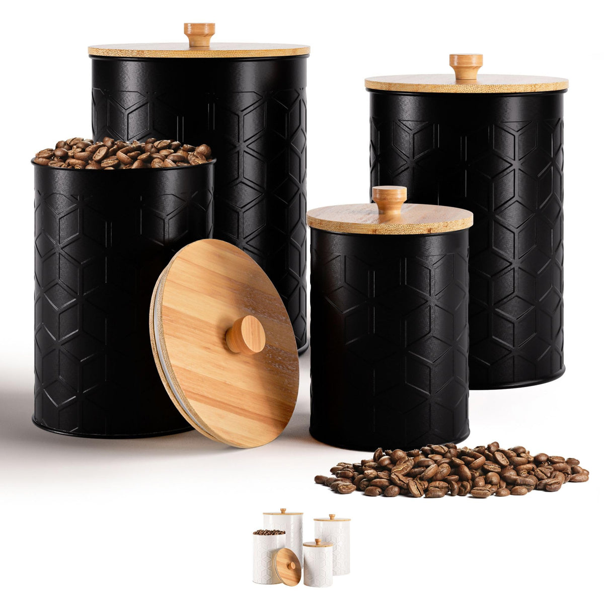 HB Design Co. contenedores texturizados con tapas herméticas para harina