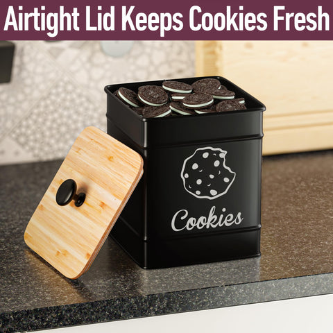 HB Design Co tarro galletas con diseño cuadrado para ahorrar espacio.