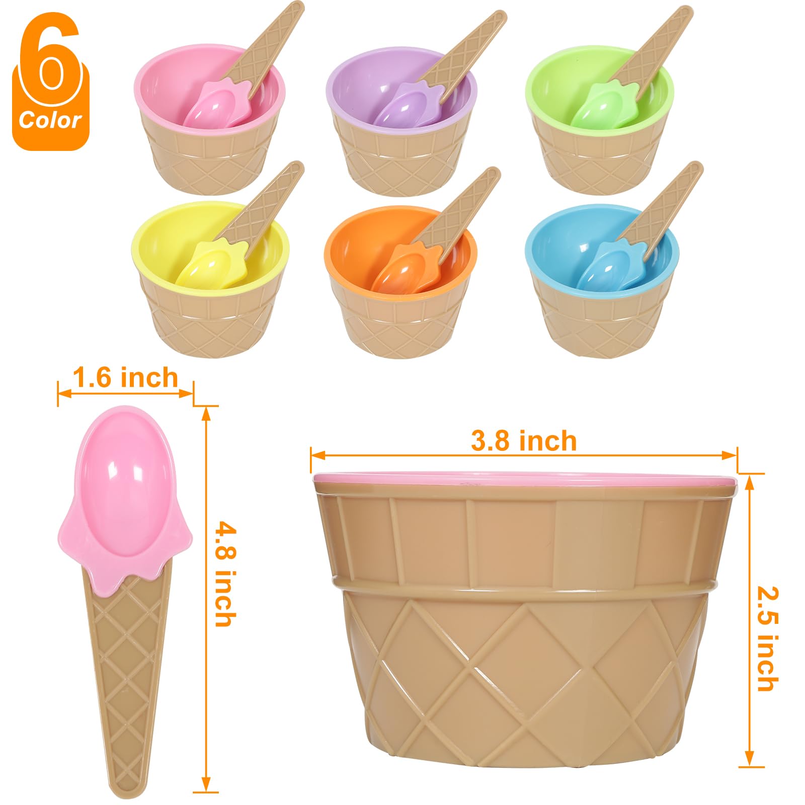 Cucharas de helado de plástico Hbaushun, 6 piezas, fáciles de usar y lavar