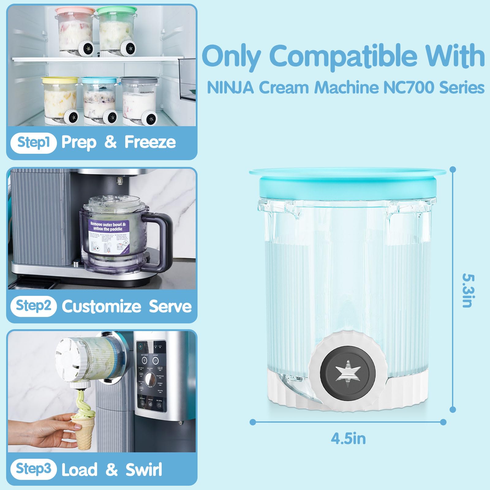HBcyole Boquillas Creami para Ninja NC700, uso versátil para toppings.