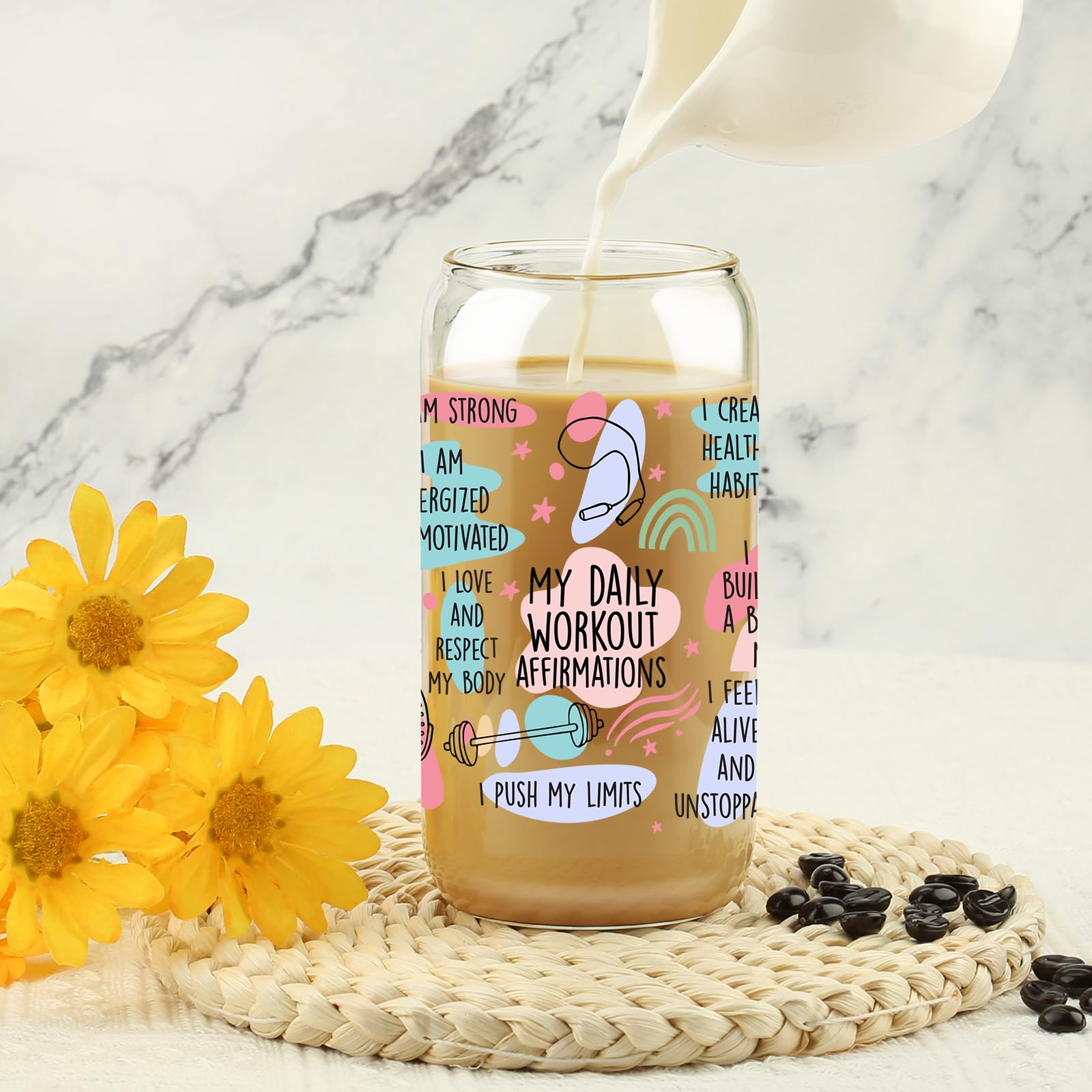 HBESTIE vaso-tumbler con tapa de bambú y pajilla de vidrio