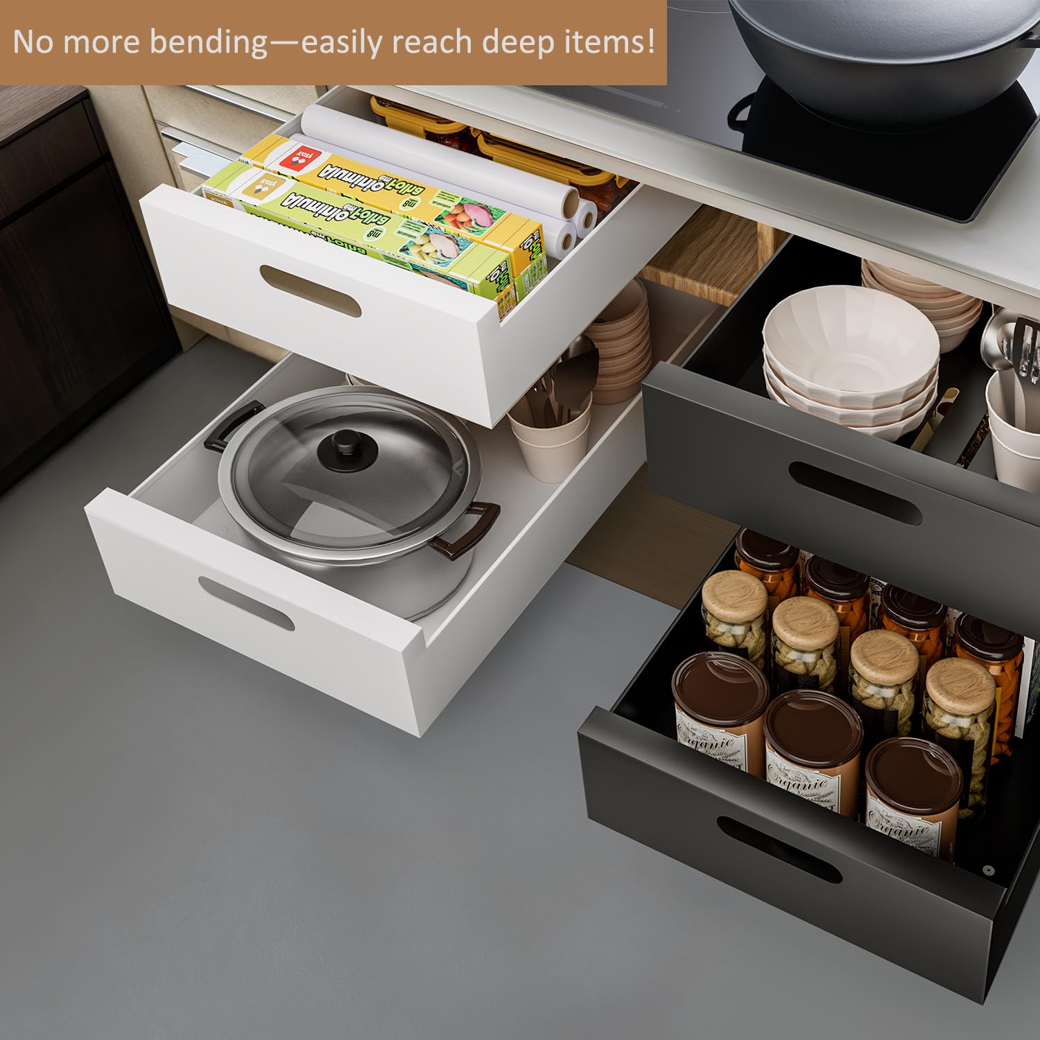HBL' Cajón adhesivo para cocina: reorganiza la despensa en minutos.