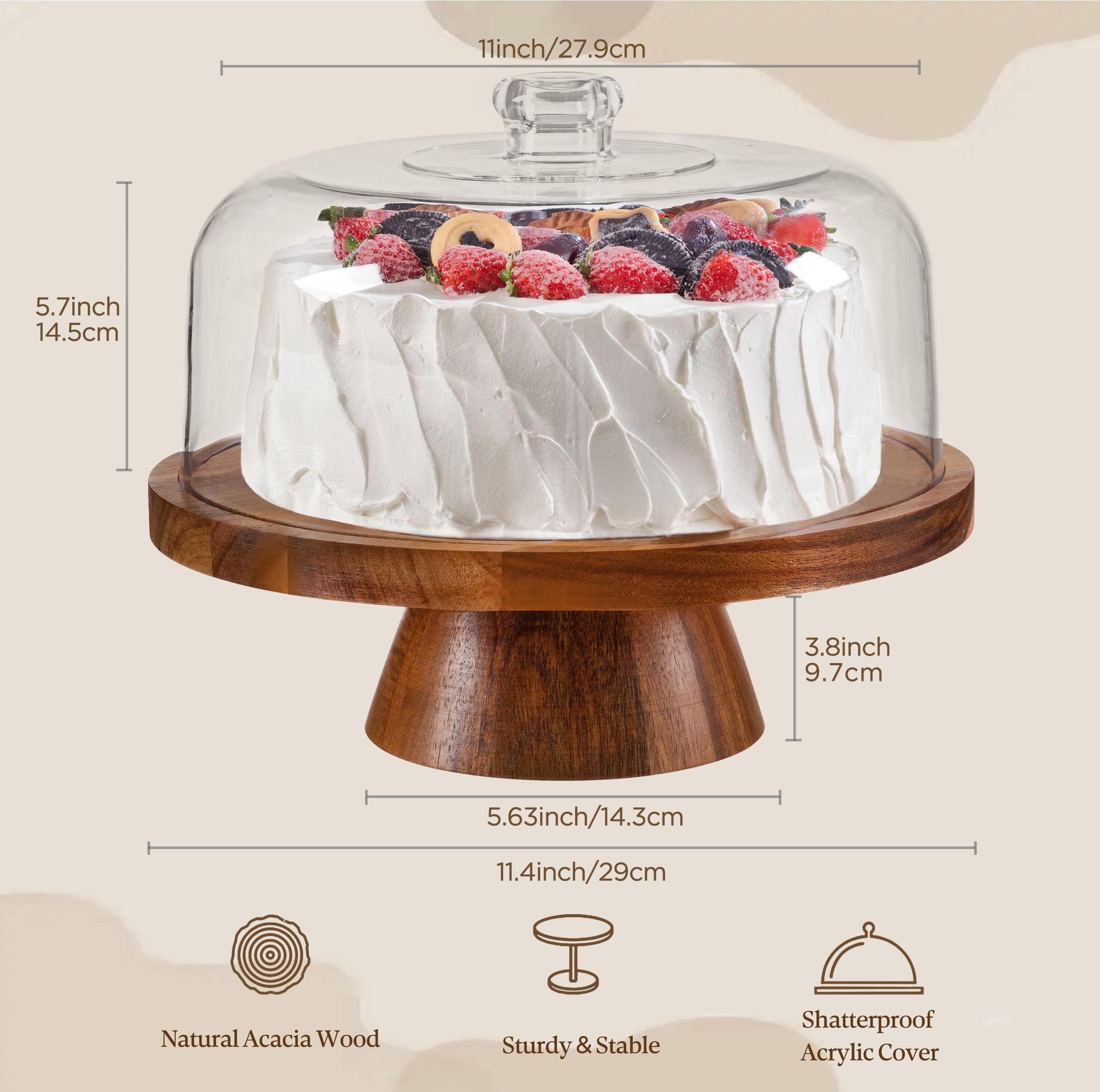 Base de madera de acacia de HBlife, sólida y segura para servicios diarios