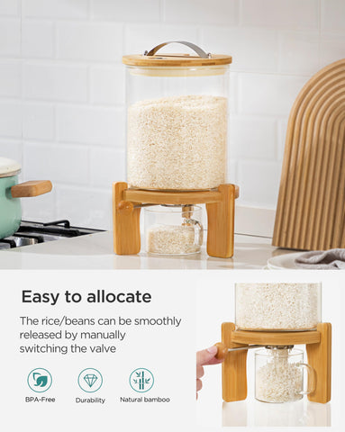 Dispensador de arroz de vidrio con capacidad de 3L de HBlife.