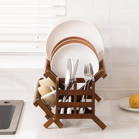 HBlife diseño en forma de X con teca, escurridor elegante.