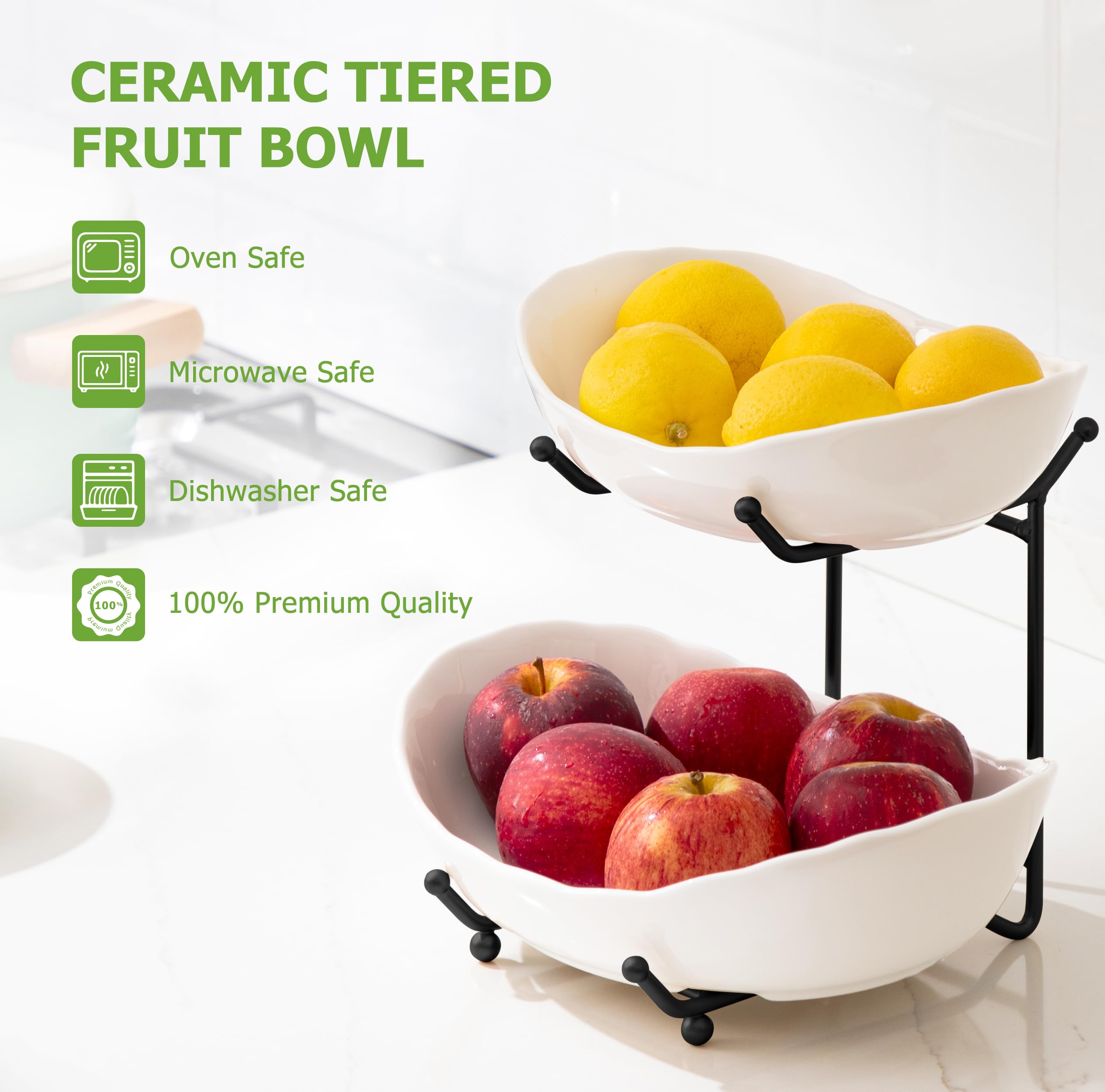 HBlife Fruta cerámica usos múltiples: ideal como centro de mesa o exhibidor de meriendas.