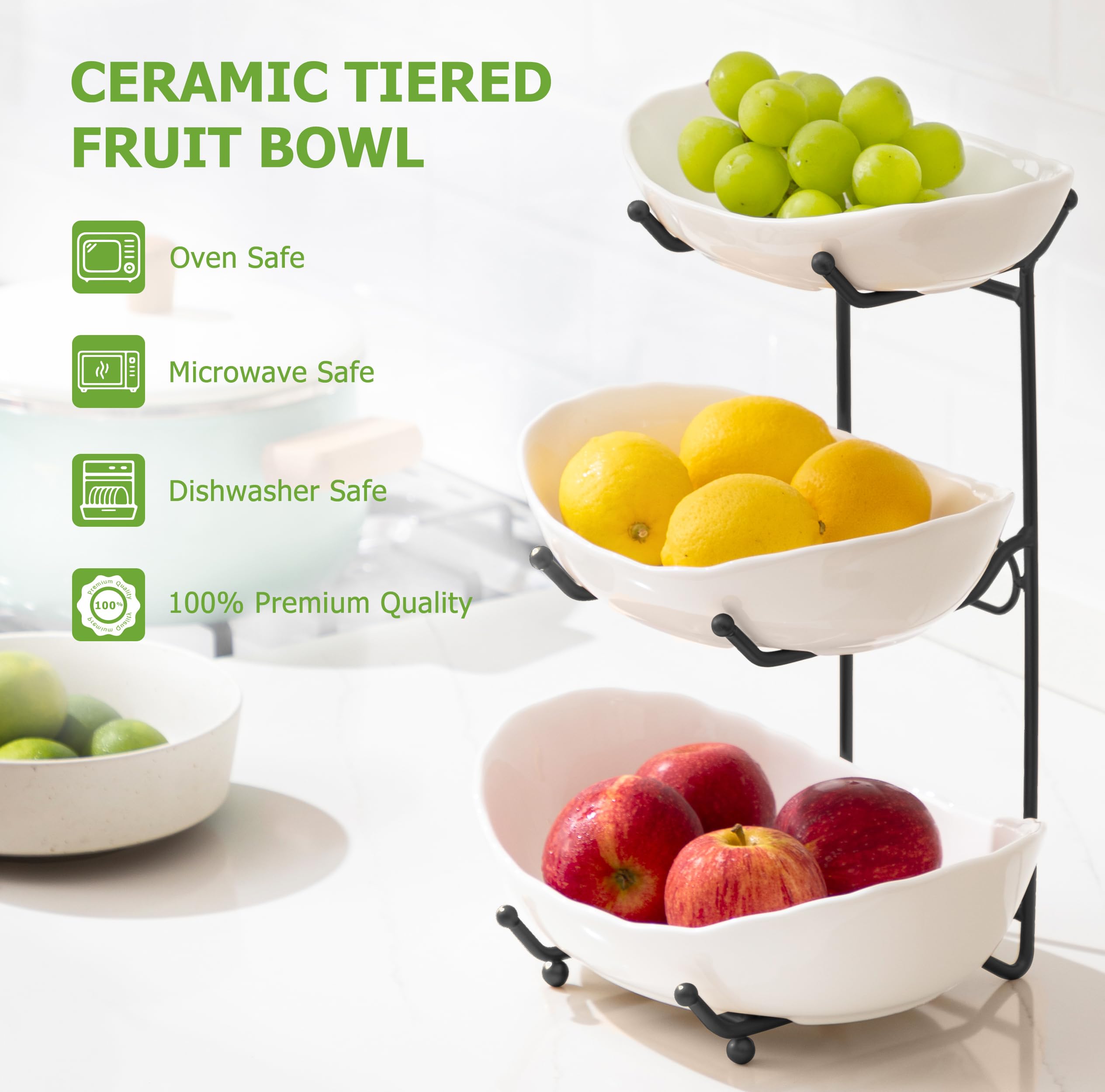 Frutero cerámico HBlife con base antideslizante para mayor estabilidad