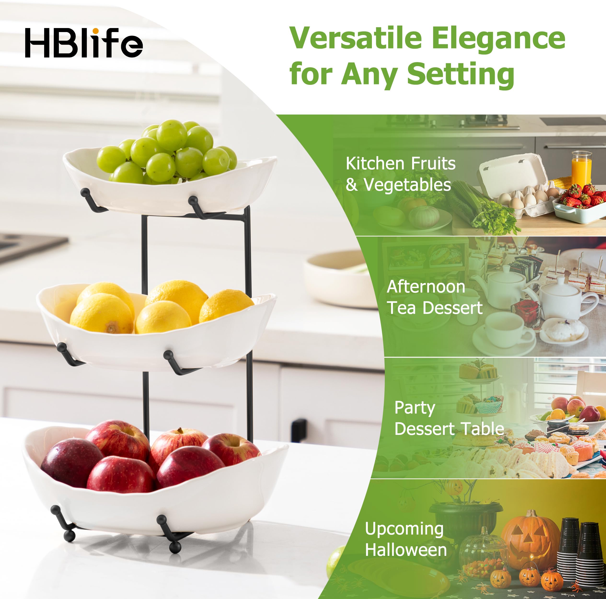 Frutero cerámico HBlife apto para lavavajillas y fácil de limpiar