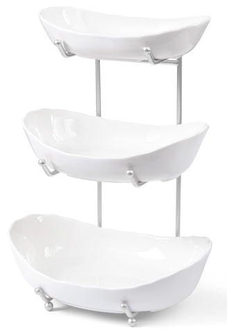 HBlife frutero tres niveles cerámico encimera para organizar frutas