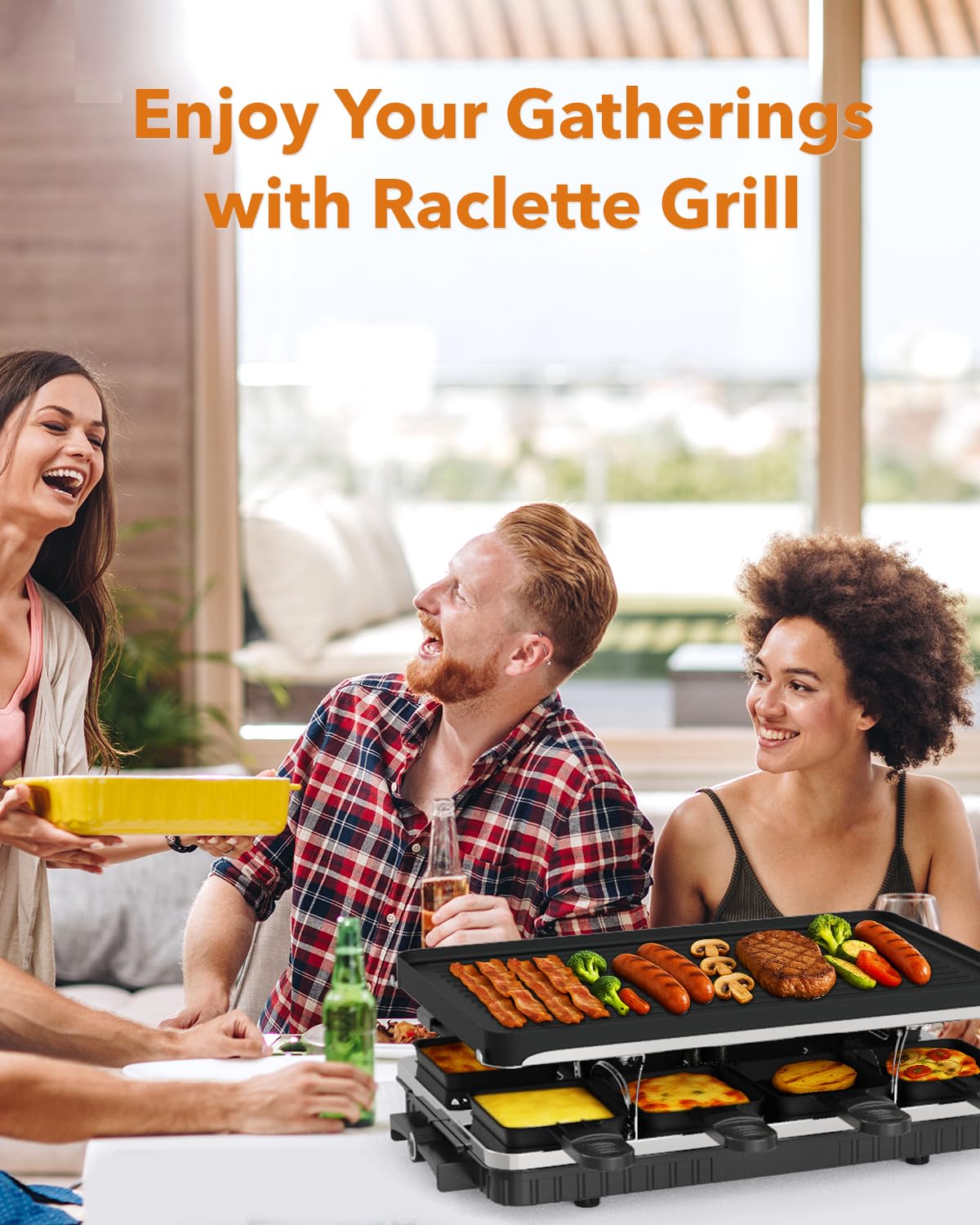 Parrilla 2 en 1 HBN con superficie ranurada para marcas y una plancha lisa.