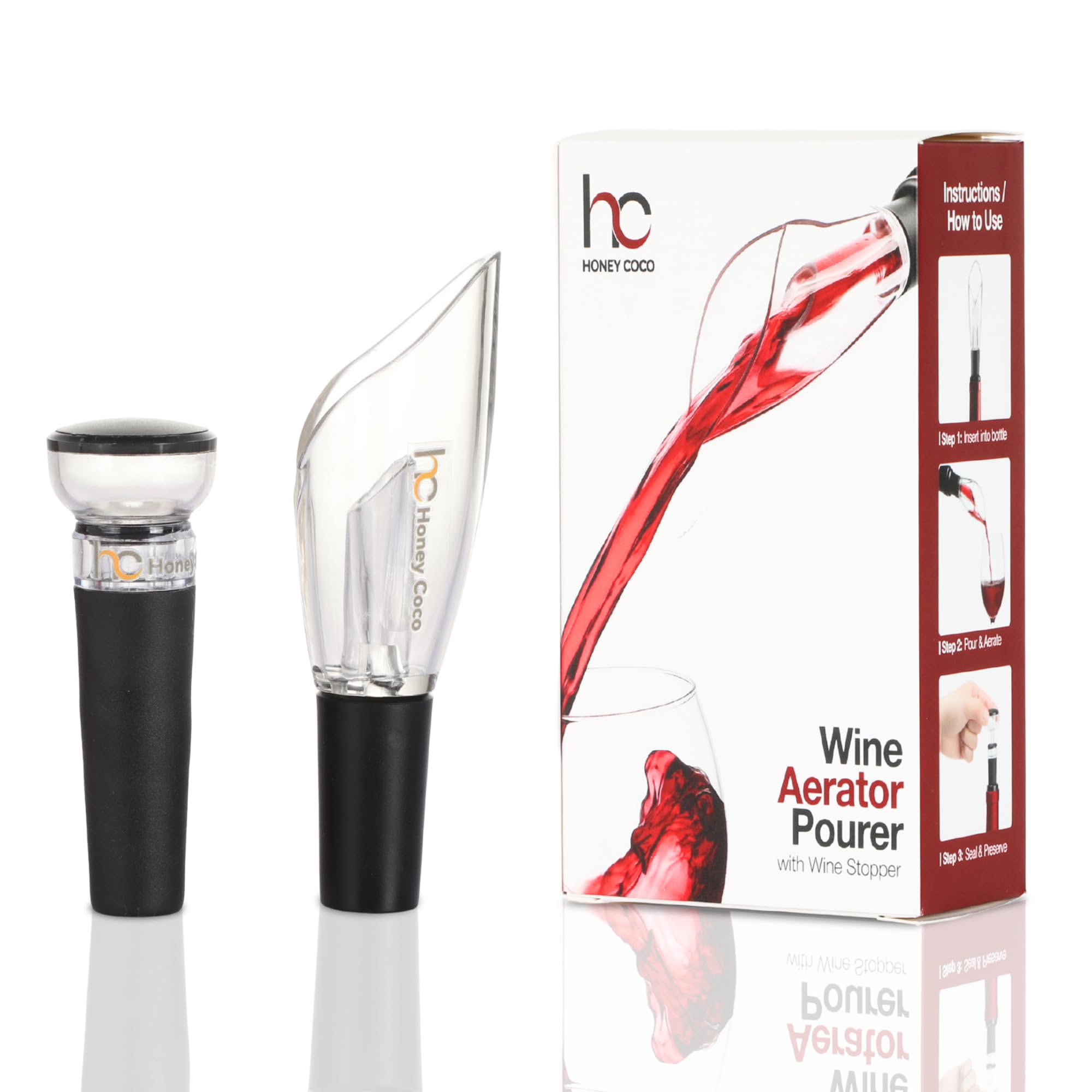 HC Honey Coco aerador de vino para vertidos suaves y aromatización rápida.