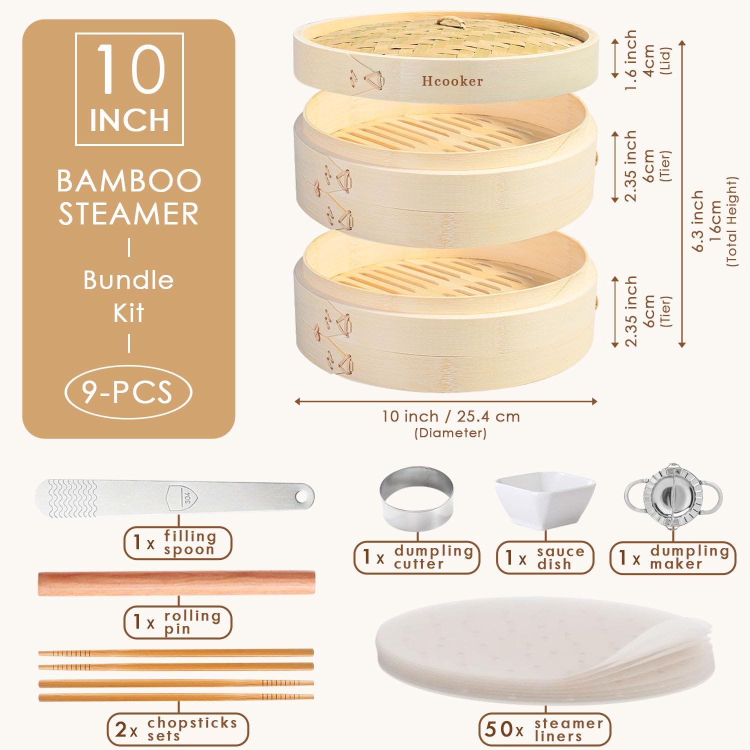 Accesorios Hcooker para bollos chinos con molde, cortador y cuchara