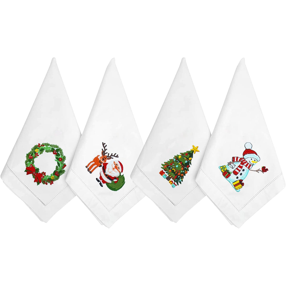HCRAFT servilleta de algodón bordada con muñeco de nieve, ideal para mesa navideña.