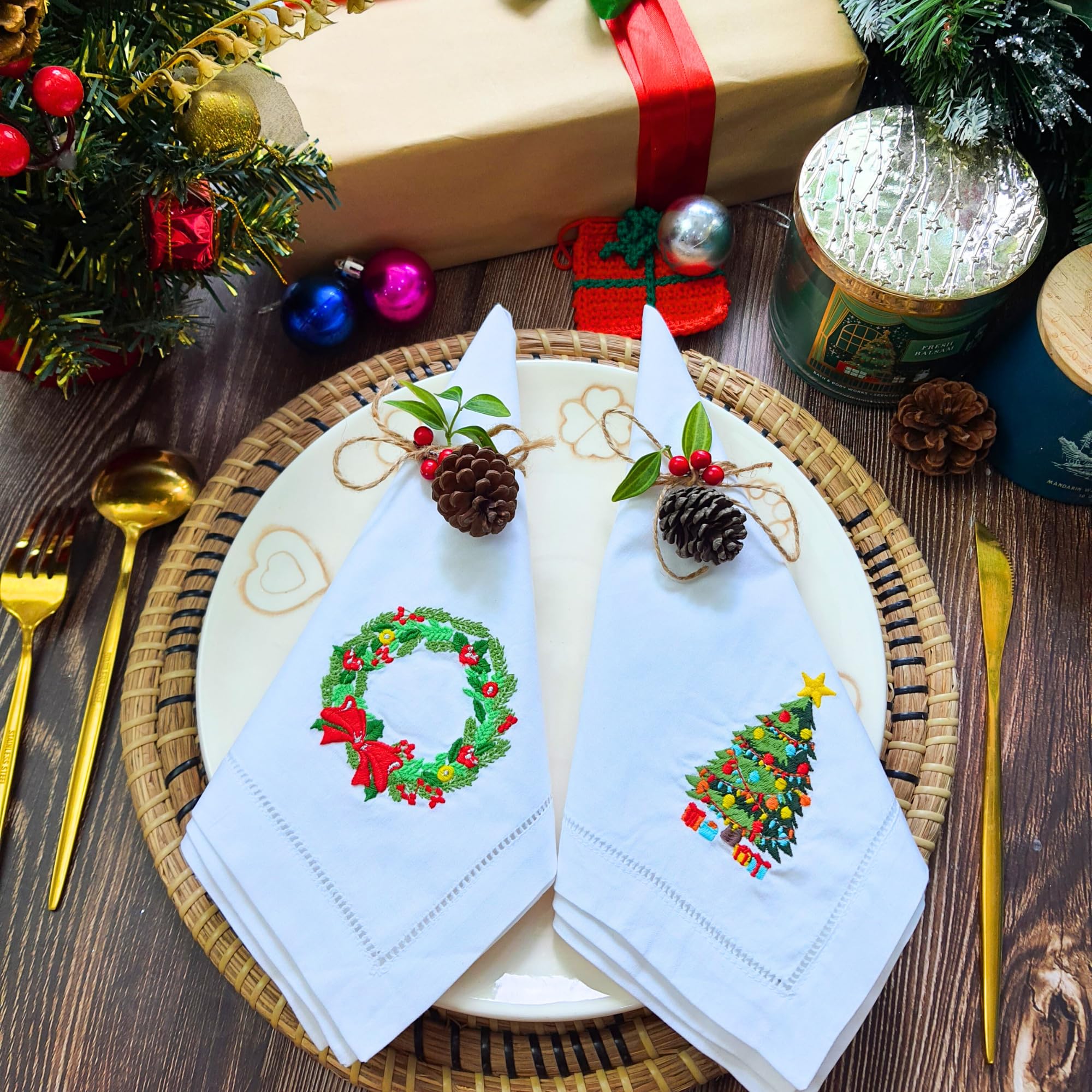 HCRAFT servilletas bordadas regalo perfecto para casa nueva o Navidad.