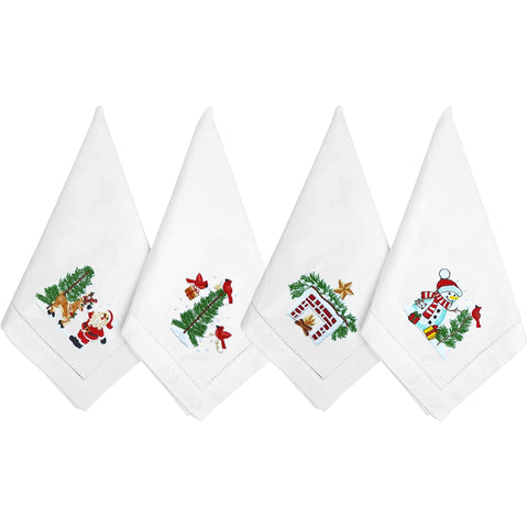HCraft servilletas bordadas de algodón 18x18 para mesa elegante y uso diario