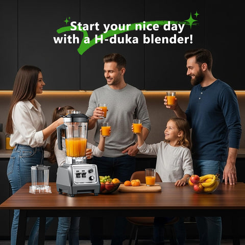 Licuadora H-Duka: cuchillas de acero inoxidable para triturar ingredientes duros.