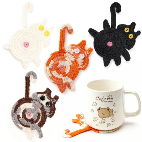 HDWHDW posavasos con diseño de gato, juego de 4, protege superficies con estilo.