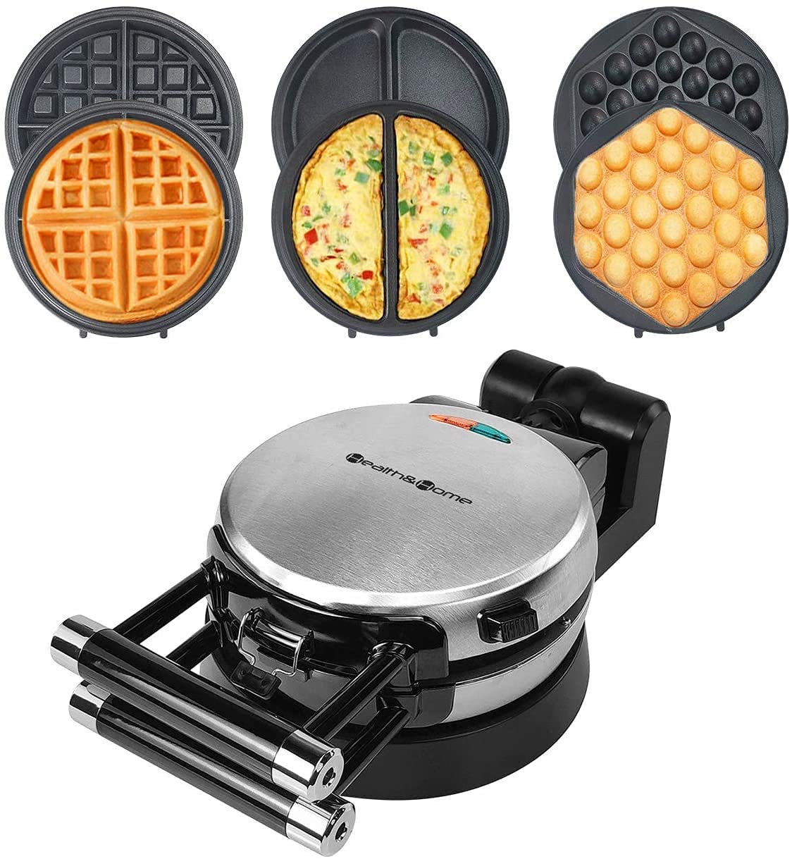 Health and Home maquina de gofres con giro de 360 grados para hornear de manera uniforme